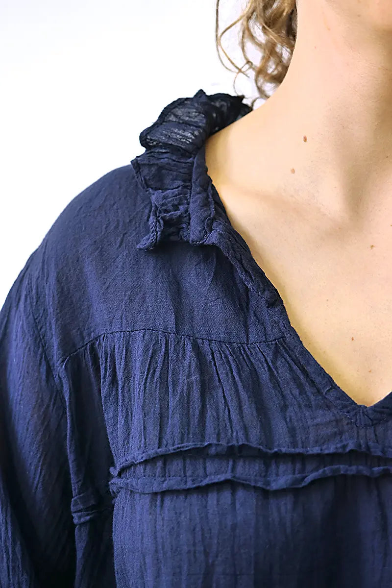 collar detail on the Namastai Caribbean Top in Ink