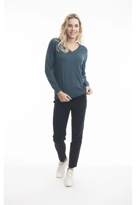 Orientique Jumper V-Neck in Mediterranean