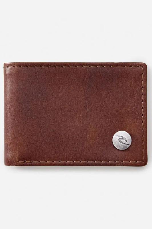 outside front view of the Rip Curl Stark Snap Slim Wallet in Chestnut