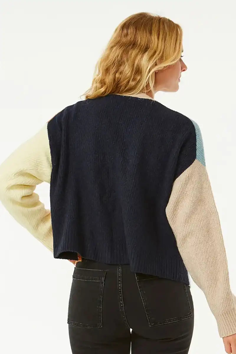 Rip Curl Womens Cardigan Block Party in Navy Back