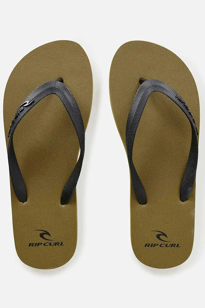 Rip Curl Brand Logo Bloom Open Toe Thongs in Olive - front