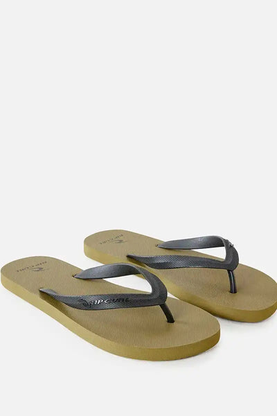 Rip Curl Brand Logo Bloom Open Toe Thongs in Olive - side view 