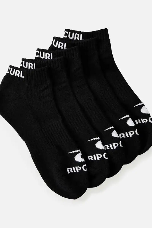 Rip Curl Mens Socks Brand Ankle 5 Pack in Black