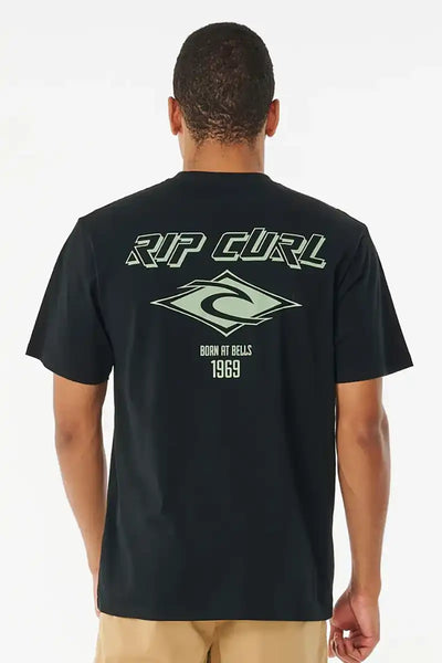 Rip Curl Fade Out Icon Tee in Black/Green Back