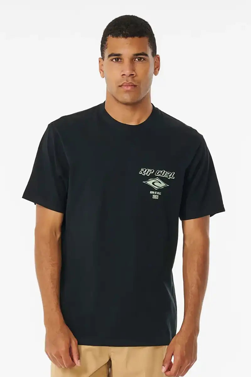 Rip Curl Fade Out Icon Tee in Black/Green