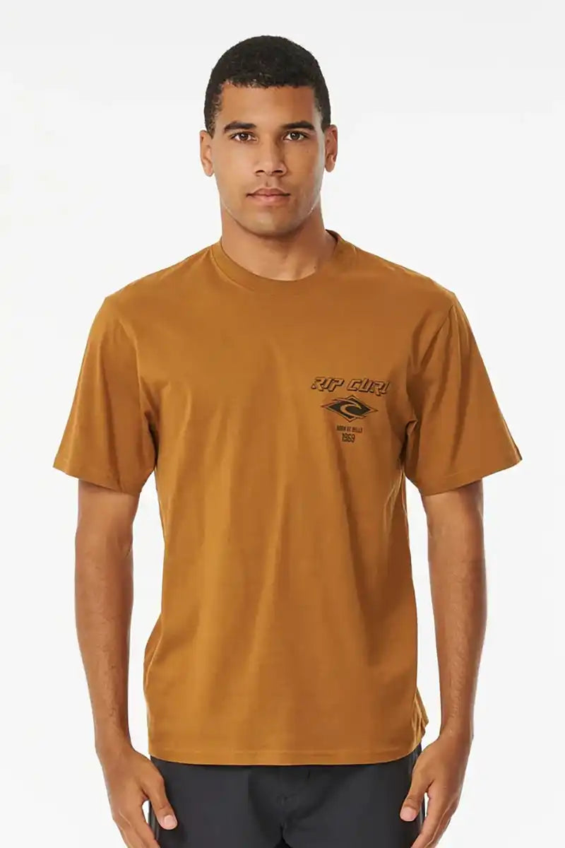 Rip Curl Fade Out Icon Tee in Gold