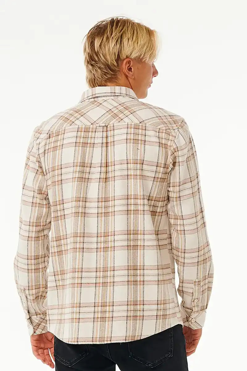 Rip Curl Mens Flannel Shirt Griffin in Bone Back