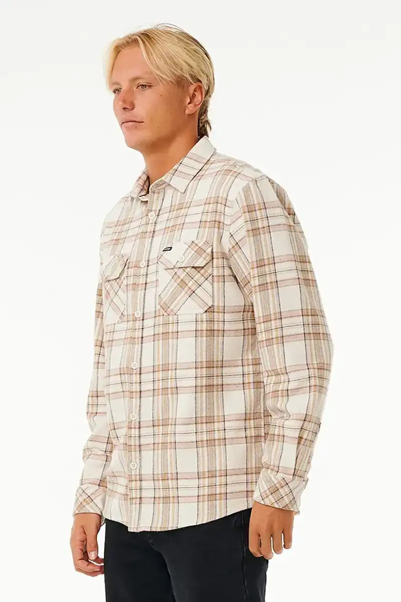 Rip Curl Mens Flannel Shirt Griffin in Bone Side