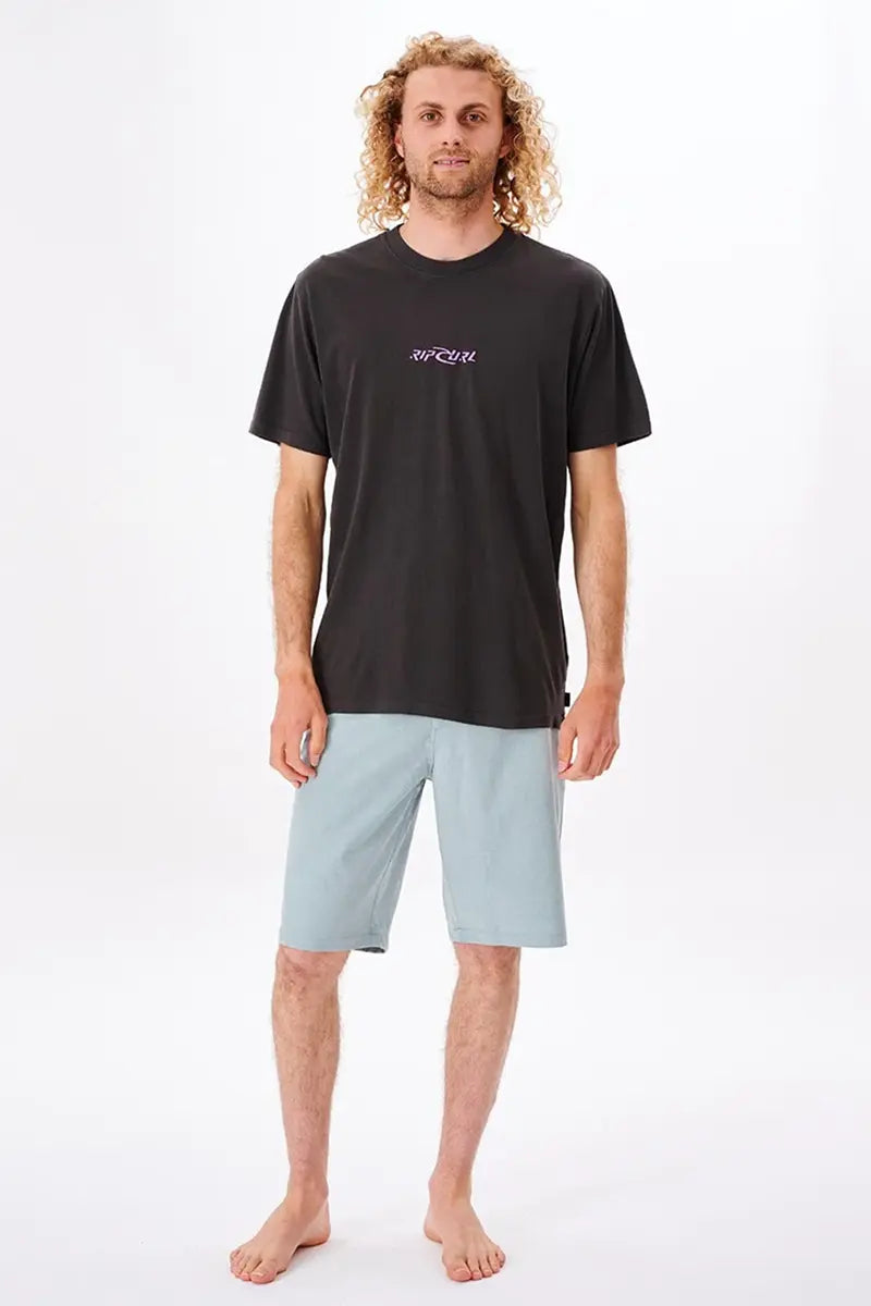 full front view of the Rip Curl Mens Quest Tee in Washed Black