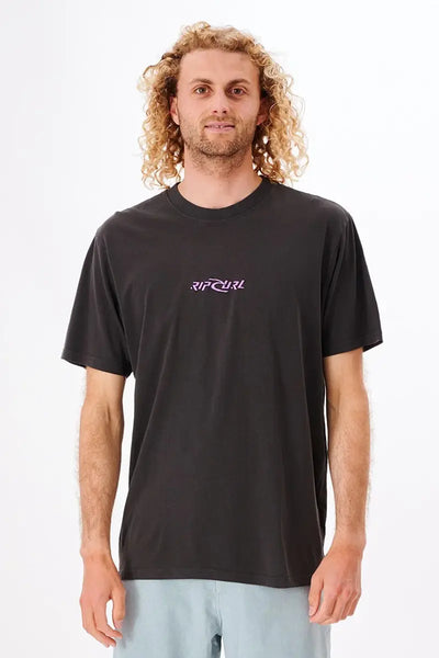 Rip Curl Mens Quest Tee in Washed Black front