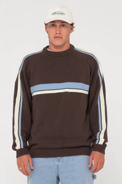 Rusty Mens Sweater White Lines Knit
