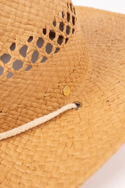 side detailing on the Rusty Women's Howdy Cowboy Straw Hat in Natural