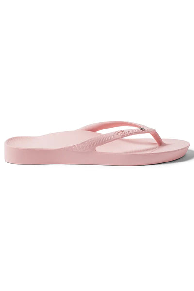 outer side view of Archies Arch Support Thongs in Crystal Pink