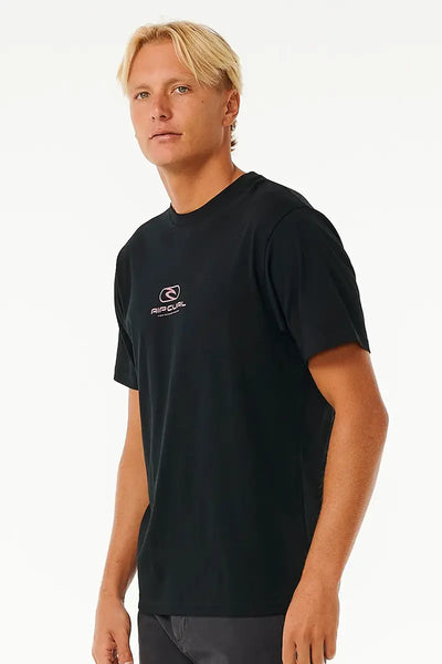 Rip Curl Mens Tee Pill Icon in Black/Purple side view