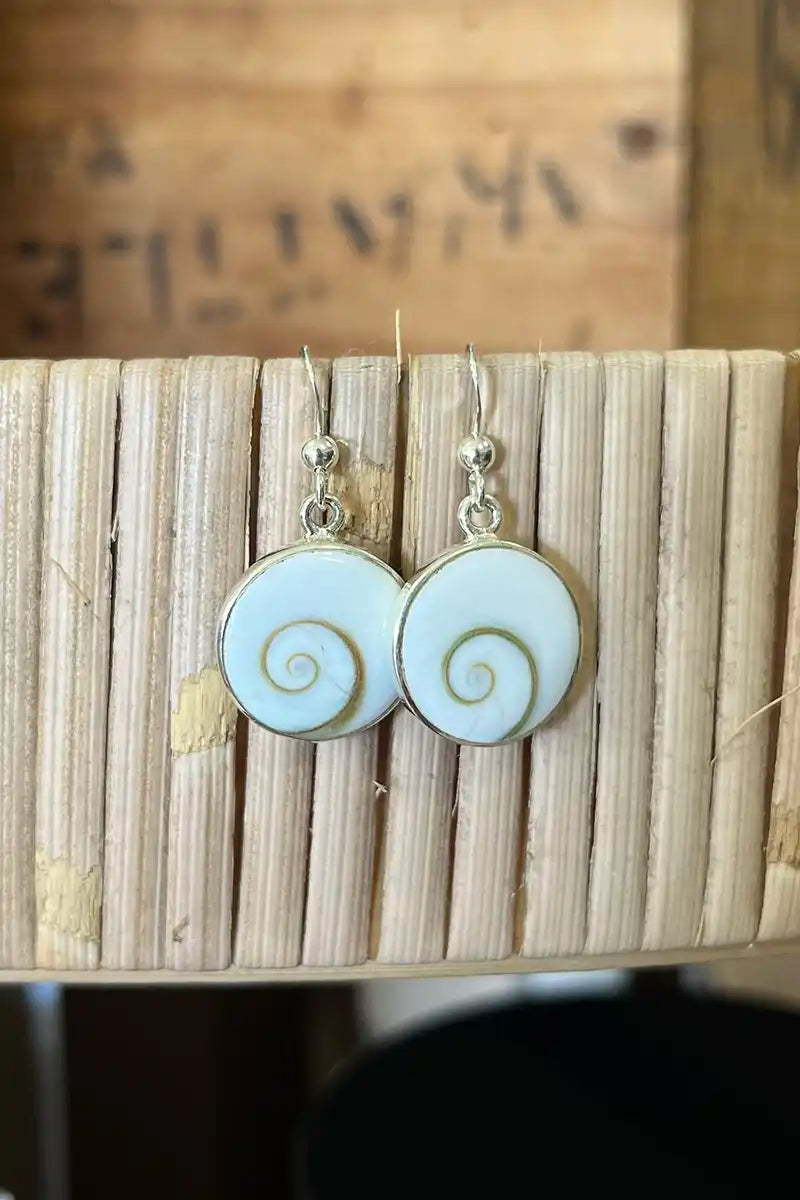 Sterling Silver Shell Wave earrings - front view