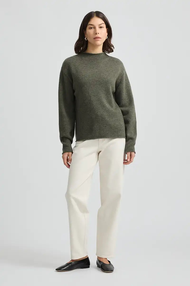 Toorallie Women's Jumper Relaxed Fit Mock Neck in Bay Leaf Front