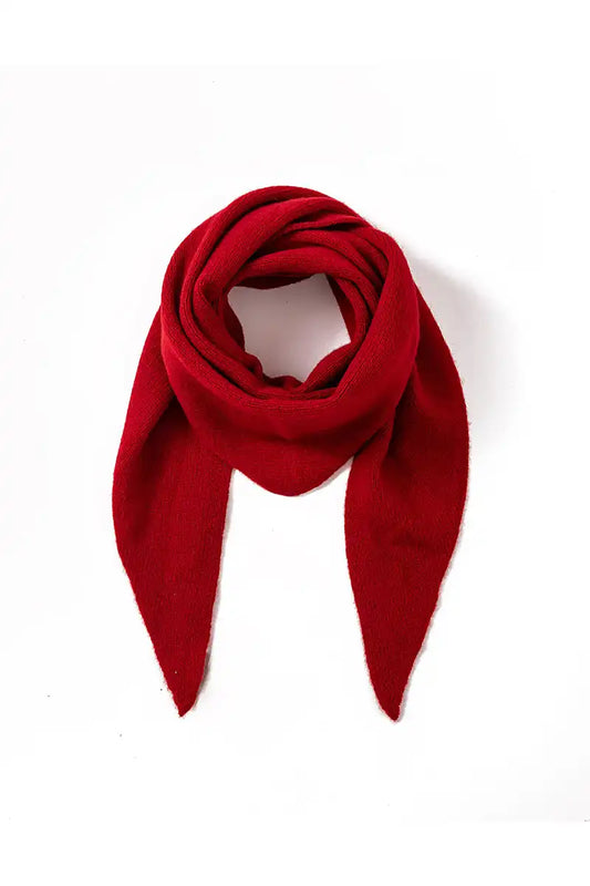 red wool triangle scarf