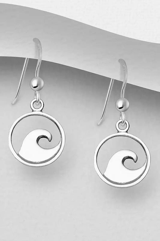 Sterling silver womens wave hook earrings