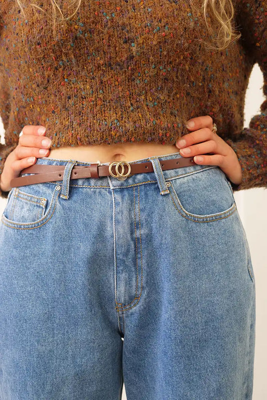 Chille Womens Skinny Belt in Brown