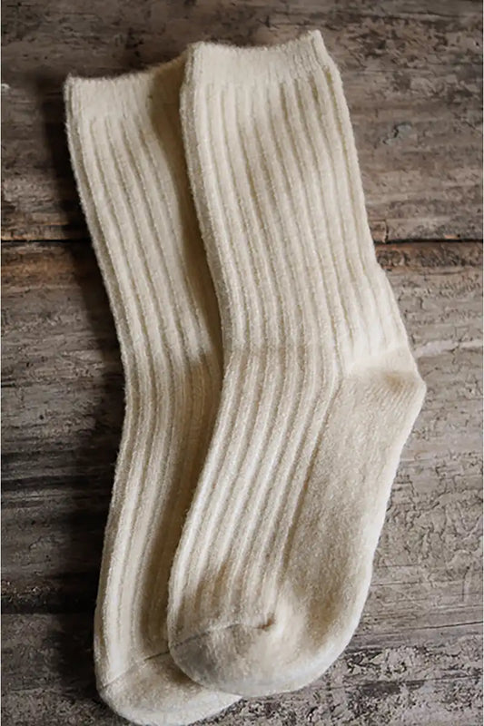 Wool Blend Socks in Cream 