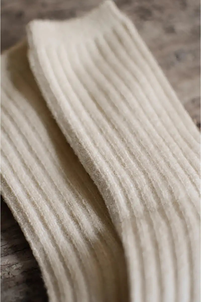 Wool Blend Socks in Cream