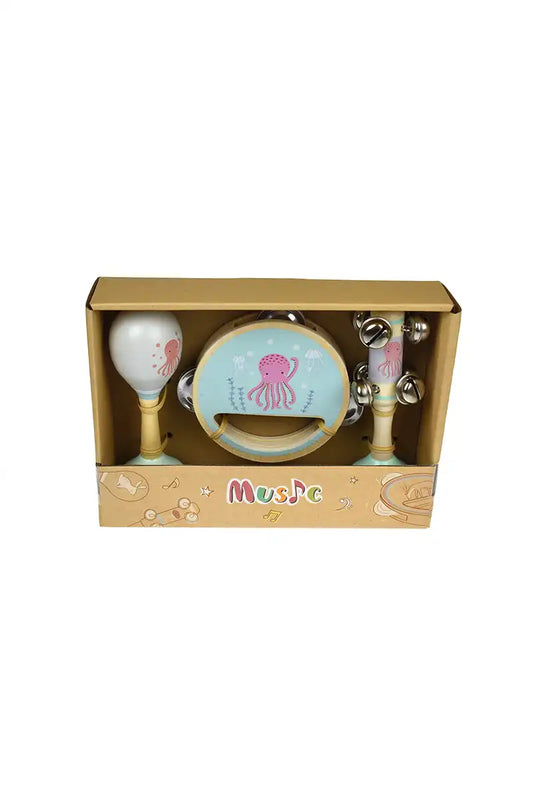 Calm & Breezy Wooden 3pcs Music Set Octopus Box