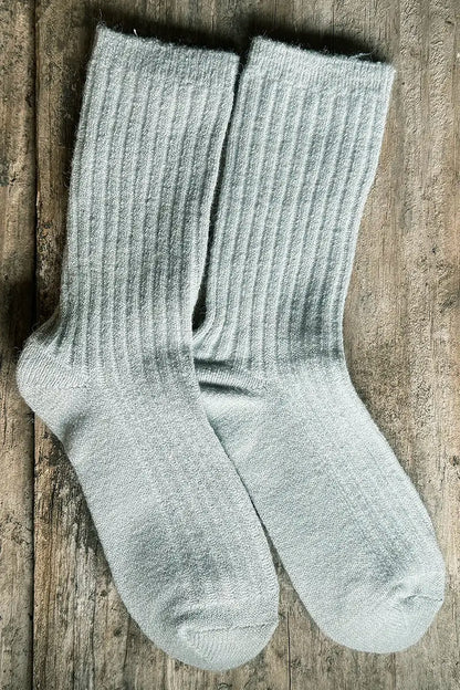 Wool Blend Crew Socks in Ice Grey by Mabel + Meg pair