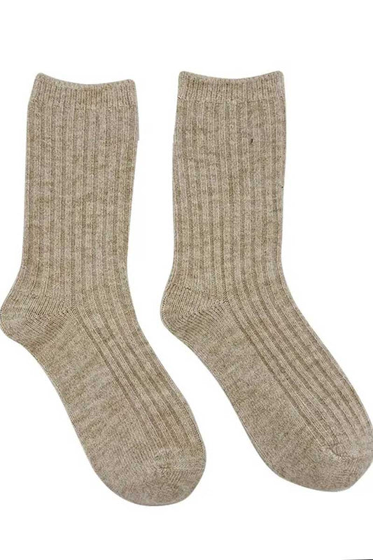 Wool Blend Socks in Beige