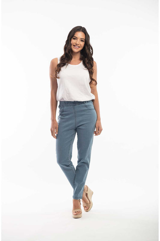 Orientique Pant - Denim Pull On light demin front