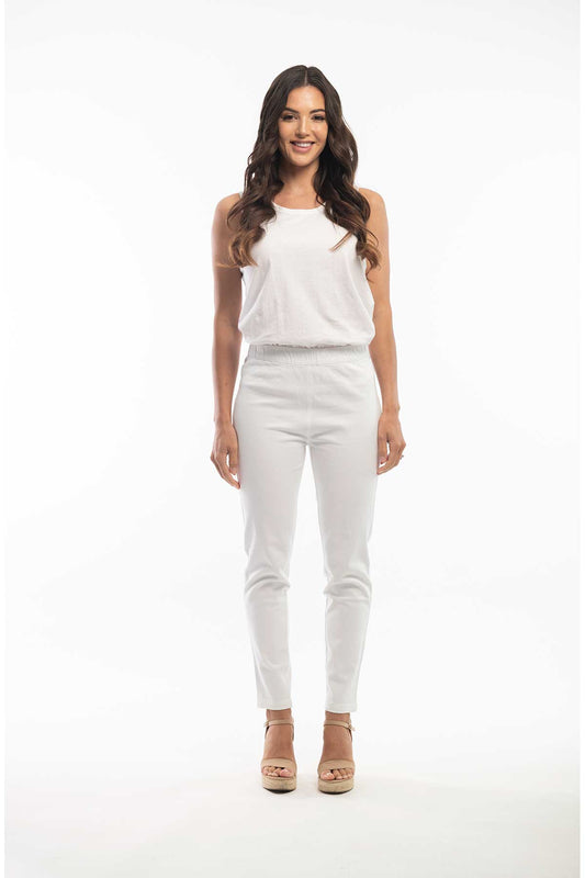 Orientique Pant - Denim Pull On white front view