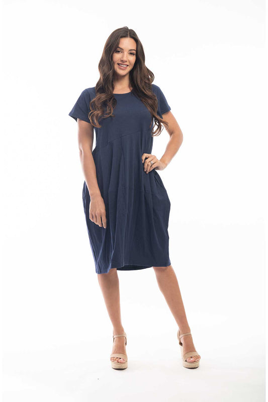 Orientique Essentials Dress Bubble in navy front view