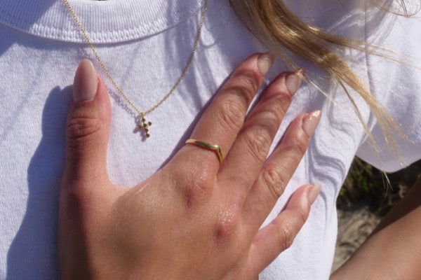 Chevron gold ring (index finger)