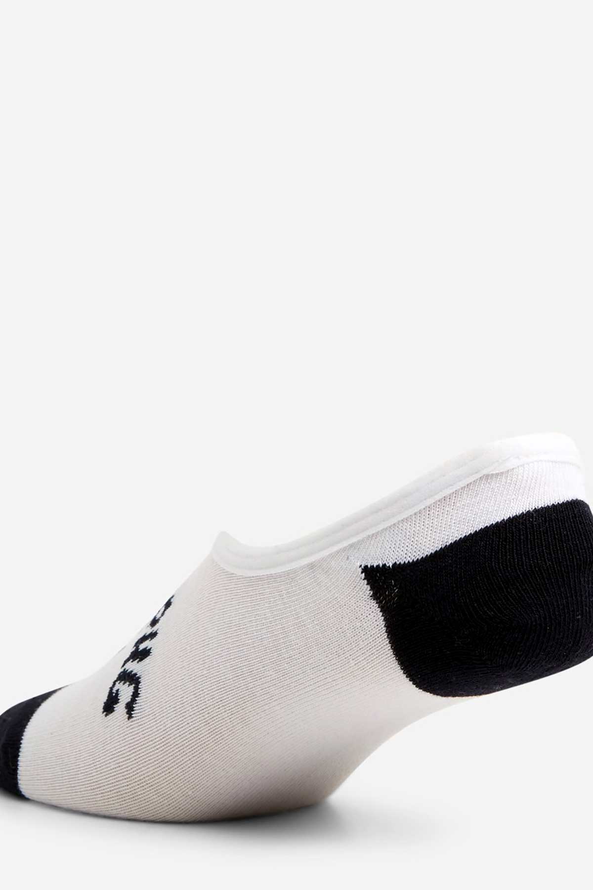 Billabong Invisible Socks 5 Pack, Back View White and Black.