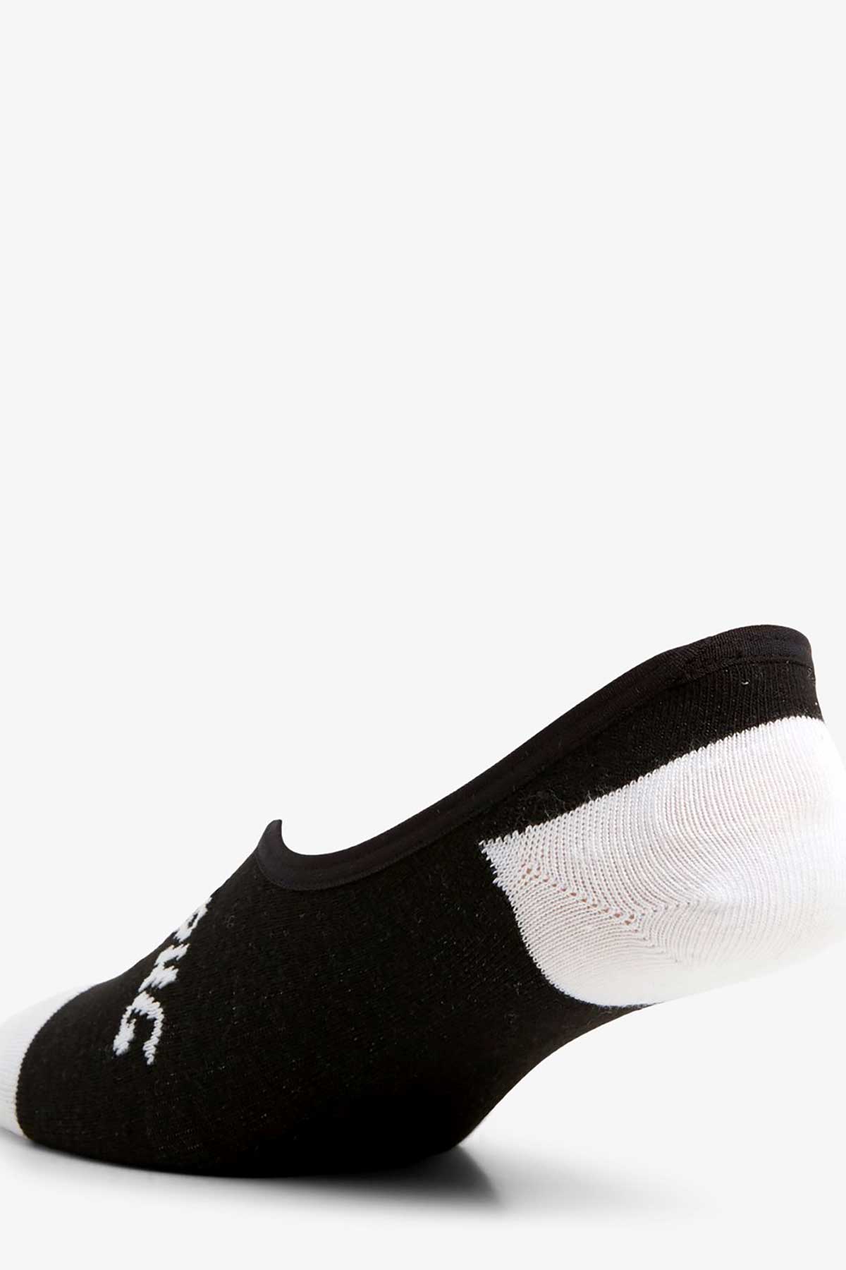 Billabong Invisible Socks 5 Pack, Back View Black and White.