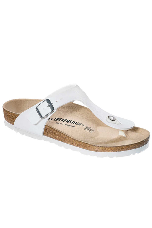 Birkenstock Womens Shoe Gizeh White Birko-Flor side view in white