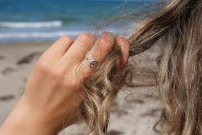 Sterling silver oxidised wave ring