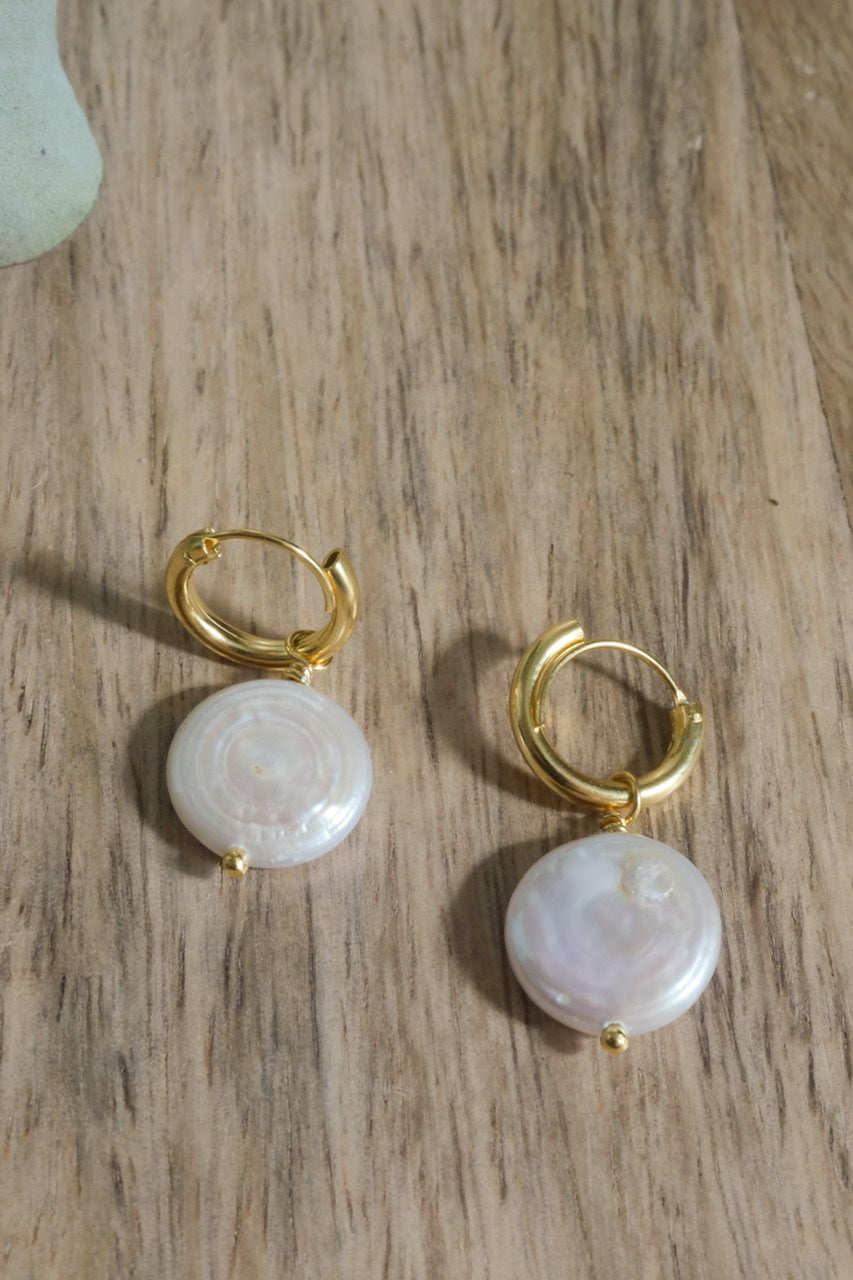 Freshwater pearl with gold plate earrings
