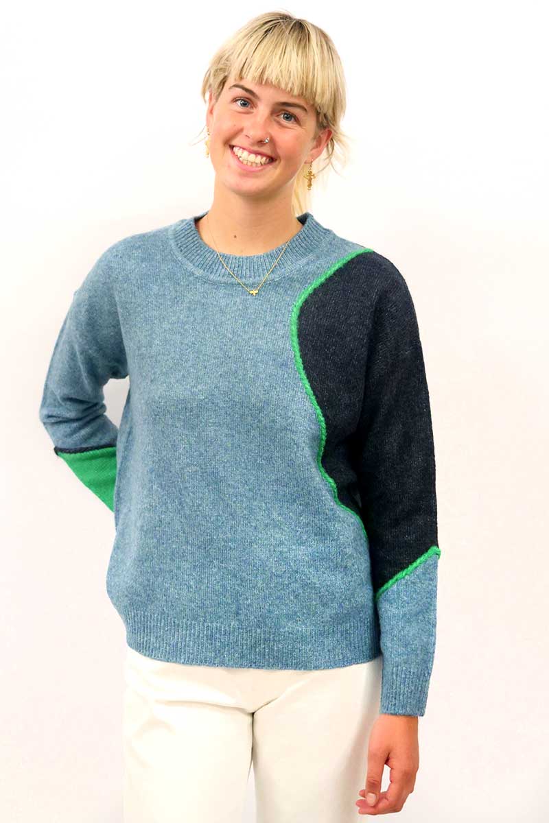 Foil Pop and Roll Sweater in Pond Mix