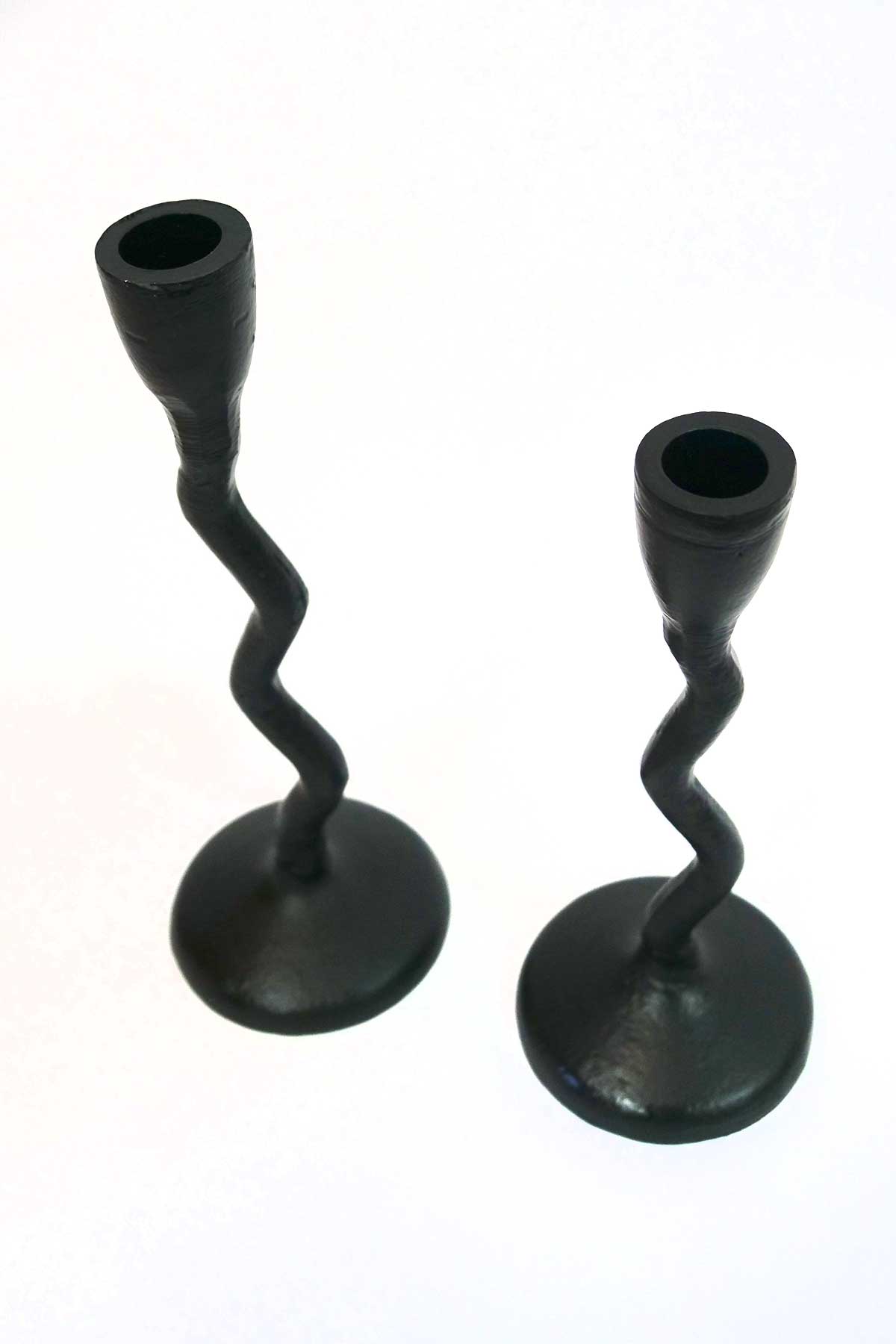 Madras Link Wave Black Candlestick small and large top view