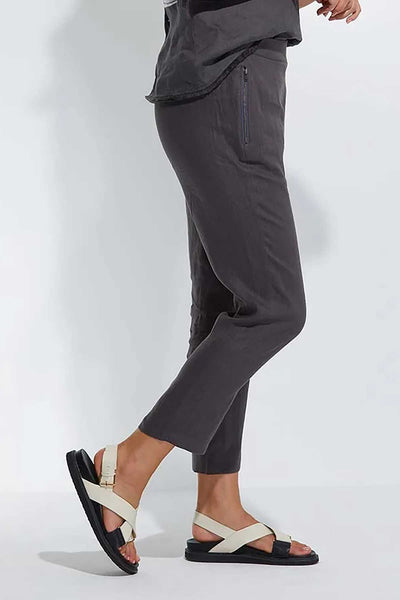Marco Polo 3/4 Linen Pant in Nickel side view