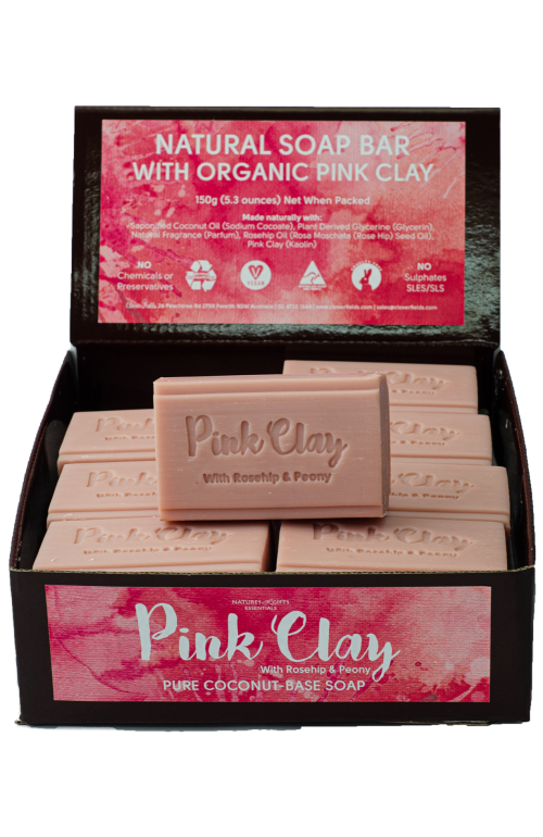 natural soap bar with organic pink clay 