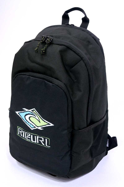 Rip Curl Backpack - Ozone 30L, Black and Blue with a Ripcurl logo at front.