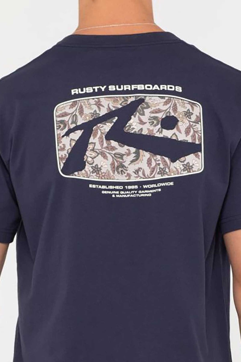 Rusty Advocate Short Sleeve Tee Boys Navy Logo
