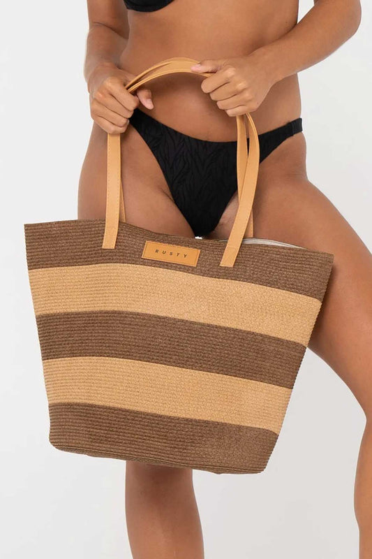 Rusty Hailey Straw Beach Bag Front