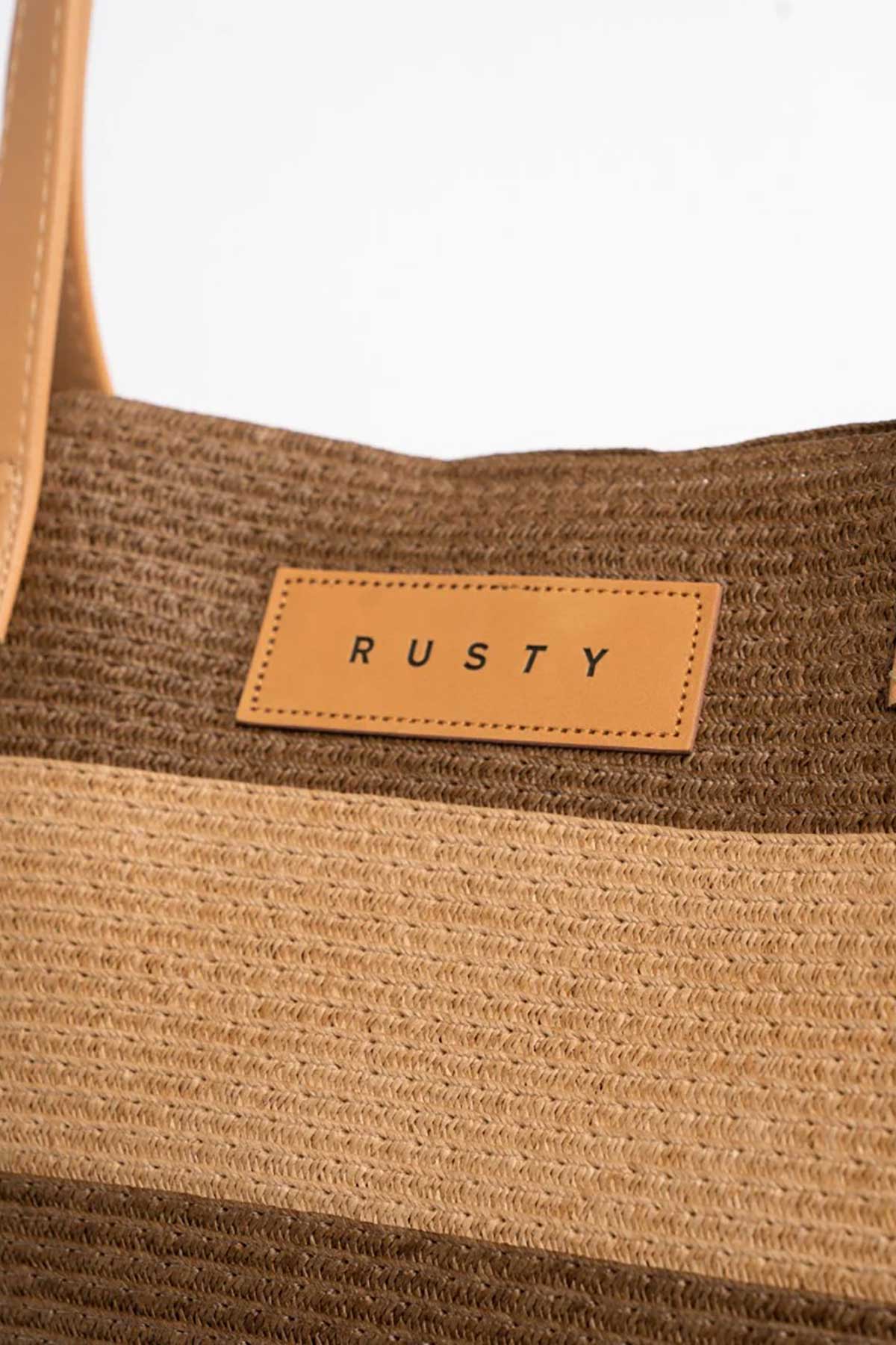 Rusty Hailey Straw Beach Bag Logo