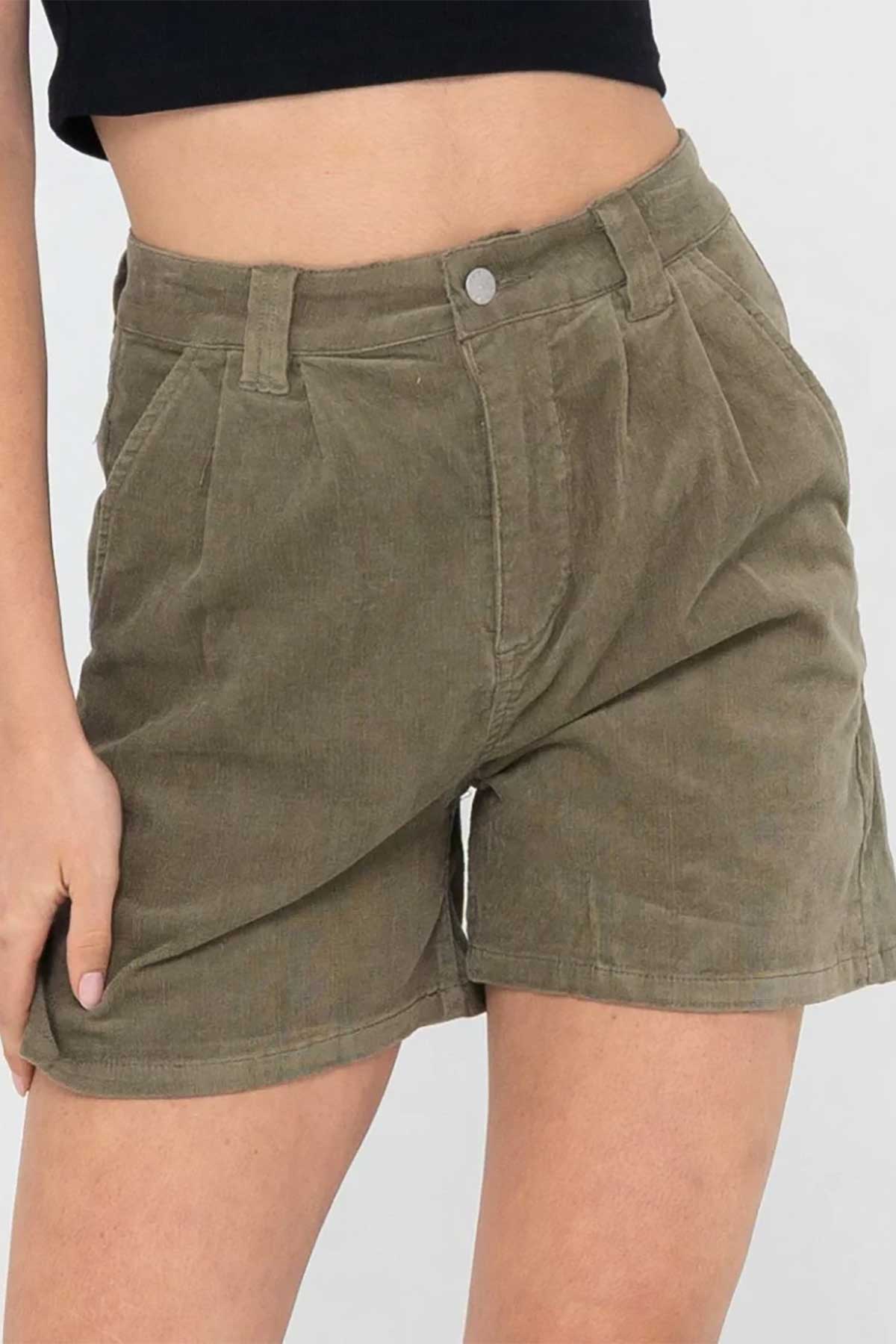 Rusty Westwood High Waisted Cord Short Front