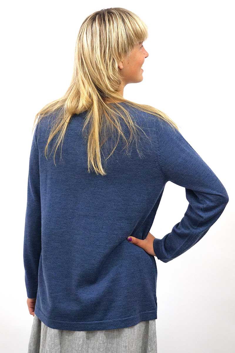 back view of the See Saw Denim Merino Round Neck Sweater
