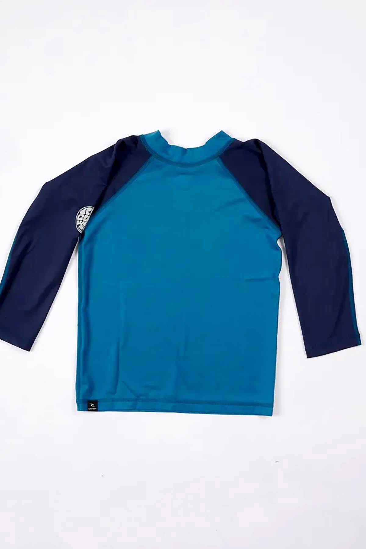 Rip Curl Boys Rash Vest Shockwaves, blue and navy colourway.