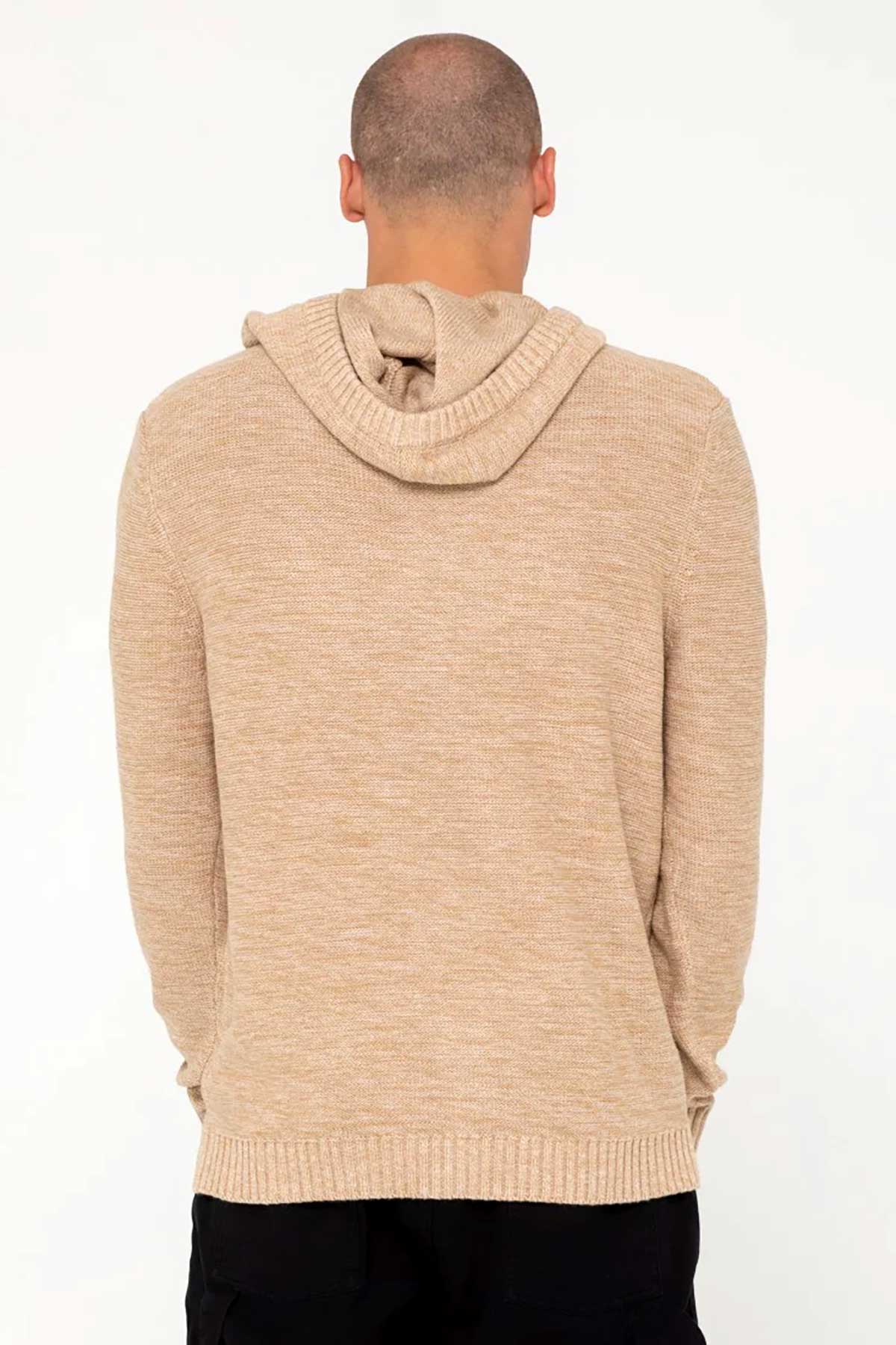 Rusty Hood Knit Jumper - Skyliner Humus, ribbed cuffs.