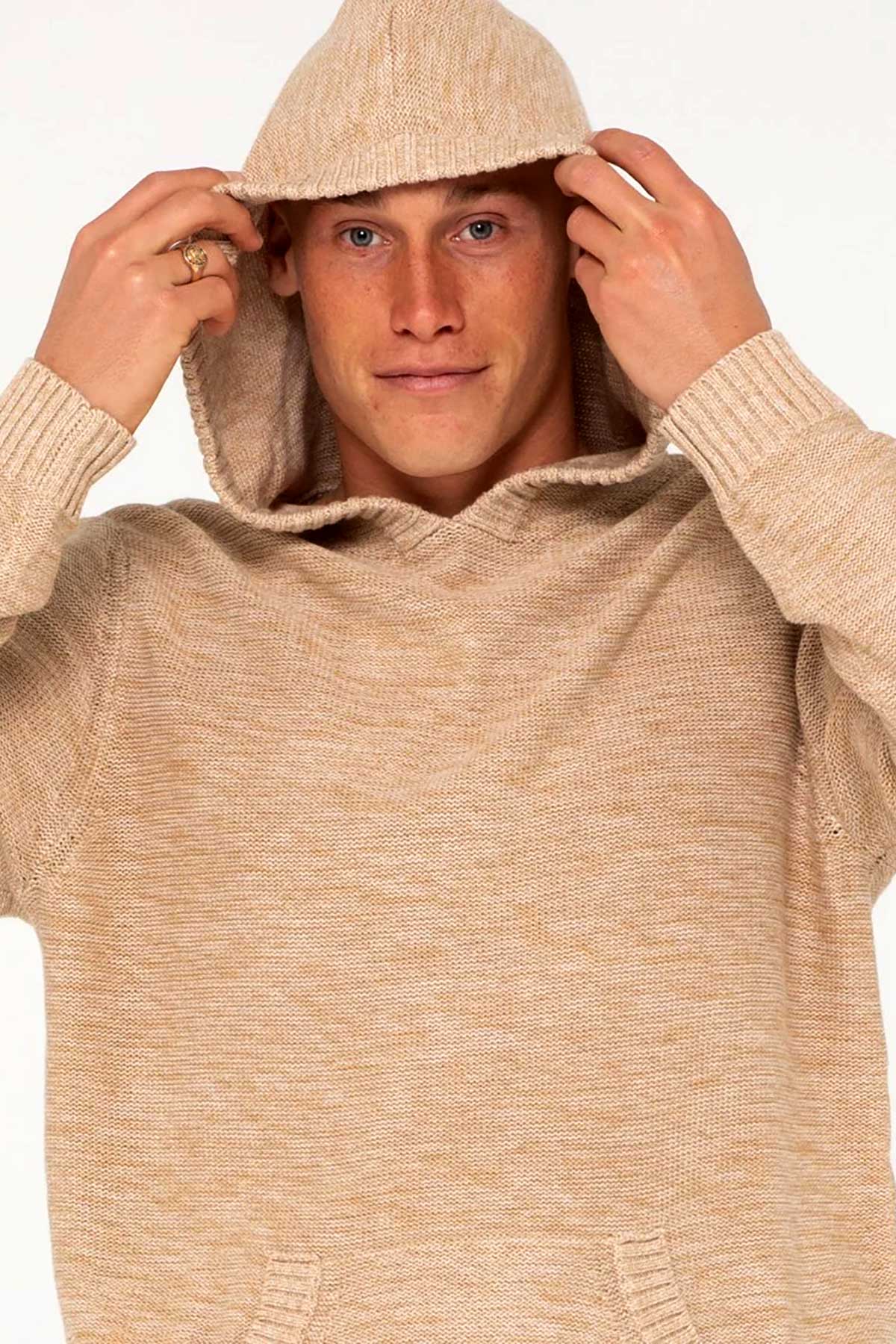 Rusty Hood Knit Jumper - Skyliner Humus, comfortable wear.